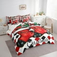 thumbnail image 3 of Manfei Santa Claus Cocks Twin Bedding Sets 7-Piece for Teens, Red Buffalo Geometric Bedding Comforter Set, Mery Christmas Reversible Sheet Sets, Super Cozy Room Decor, 3 of 7