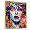 thumbnail image 2 of Designart "Pop Art Woman Portrait In Blue And Orange II" Modern Floater Framed Canvas Wall Art, 2 of 7