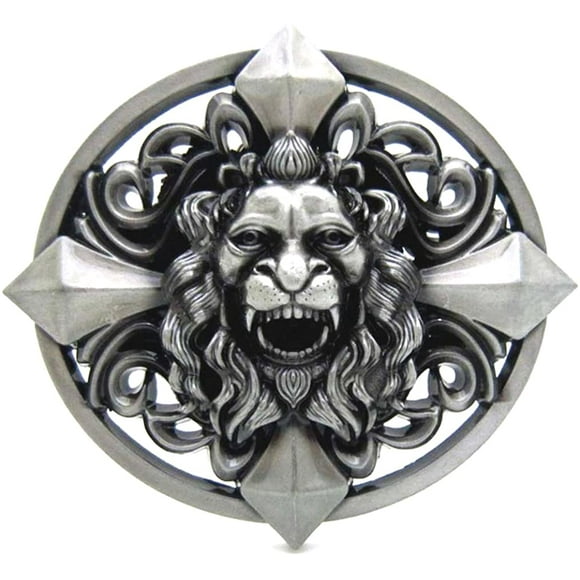 MASOP Gothic Keltic Cross Skull Lion Head Heavy Belt Buckle Men Western Celtic