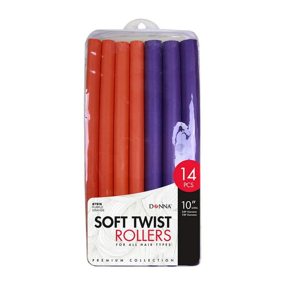 Donna Soft Twist Roller, 10 Inch Long 7918 Purple and Orange, Packaging May Vary, 14 Ea