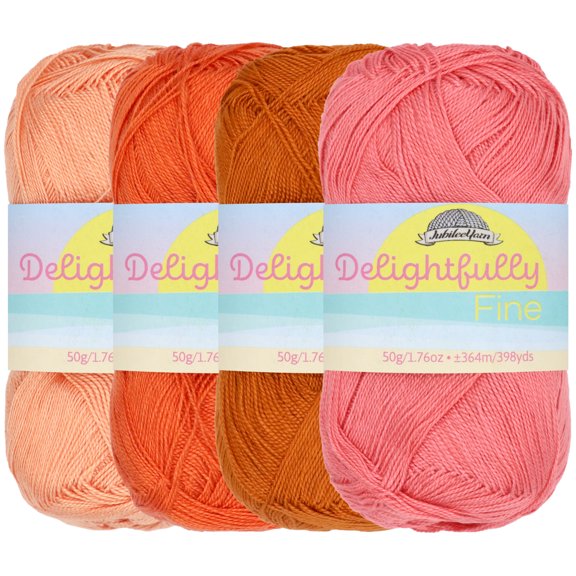 JubileeYarn Delightfully Fine Yarn - Lace Weight Bamboo - 50g/Skein - Shades of Orange - 4 Skeins