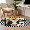 thumbnail image 6 of Farmhouse Cows Round Rug 4ft Washable Circle Entryway Rugs Non Slip Sunflower Daisy White Black Plaid Area Rug Indoor Floor Carpet for Bedroom Kitchen Living Room Home Office Dining Room Nursery, 6 of 8