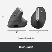 Logitech MX Vertical Wireless Mouse – Ergonomic Design Reduces Muscle Strain, Rechargeable, Graphite