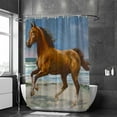 thumbnail image 2 of Coolnut Shower Curtain Set with Hooks Chestnut Horse Galloping On Shore Polyester Waterproof Bath Curtain 60" x 72", 2 of 6
