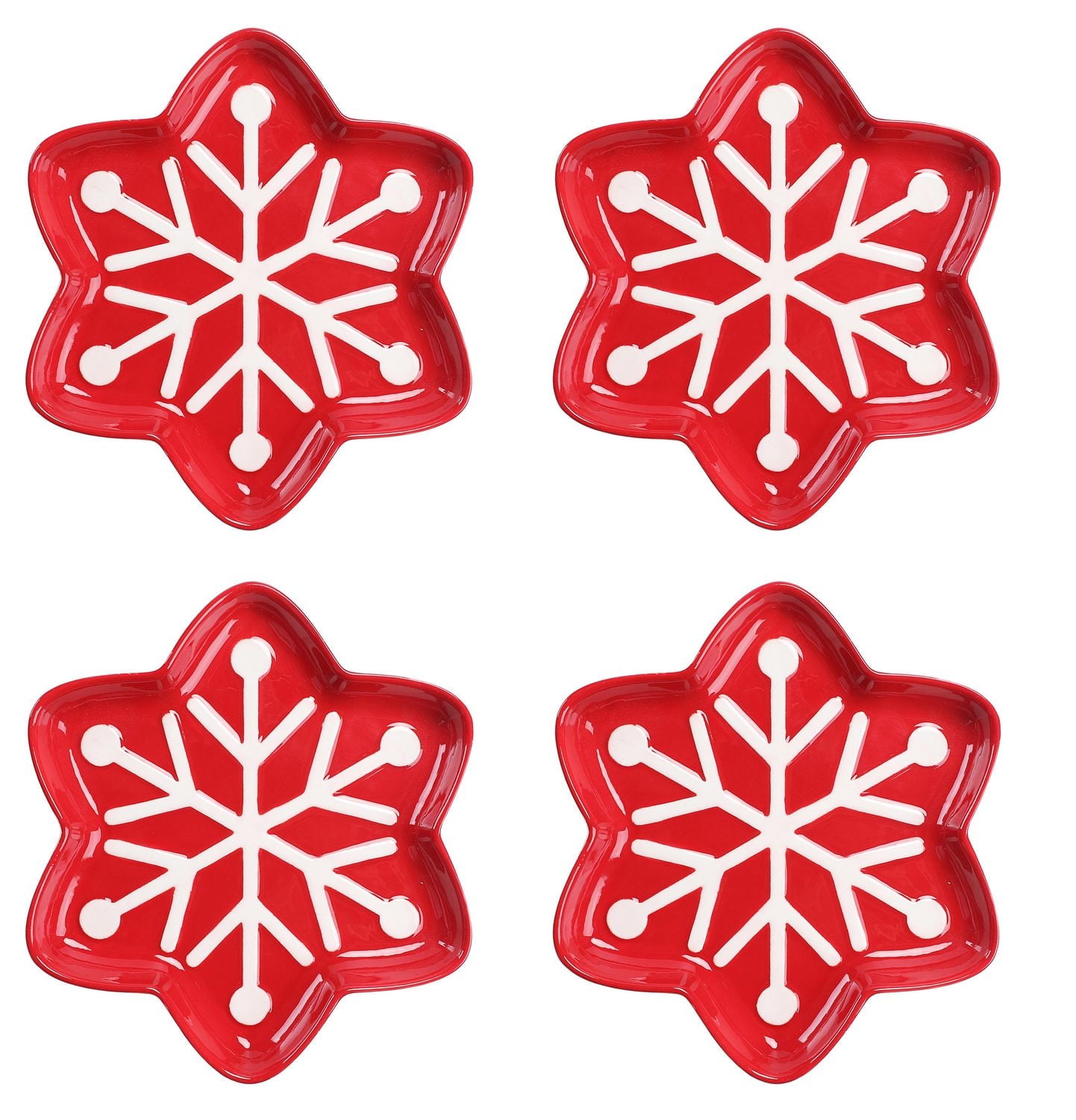 Holiday Time Snowflake Appetizer Plate, 4-Piece