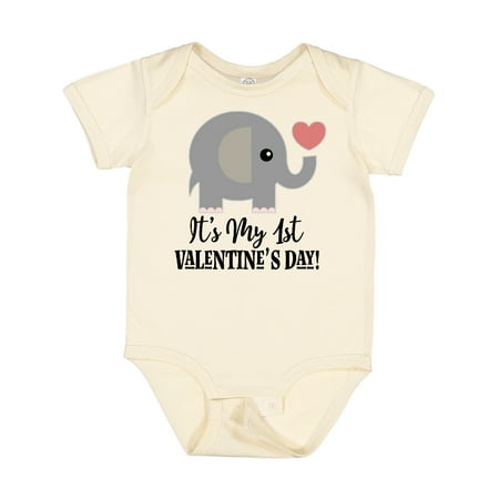 

Inktastic 1st Valentines Day Baby Elephant Gift Baby Boy or Baby Girl Bodysuit
