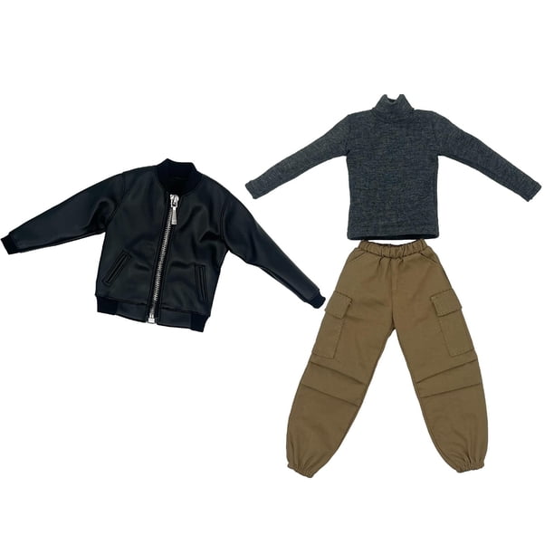 Traje de chaqueta y pantalón de moda a escala 1:6, ropa informal hecha a mano para muñeco , accesorio para el cuerpo de figuras de 12 pulgadas negro