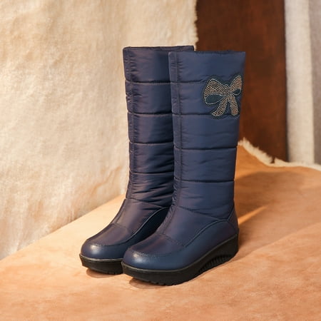

Bow Decor Thermal Lined Snow Boots Fashion Fall Winter Faux Leather Warm Boots