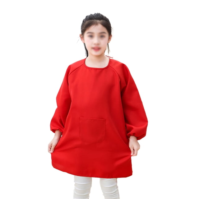Kids Art Smocks, Waterproof Artist Painting Aprons for Children,red