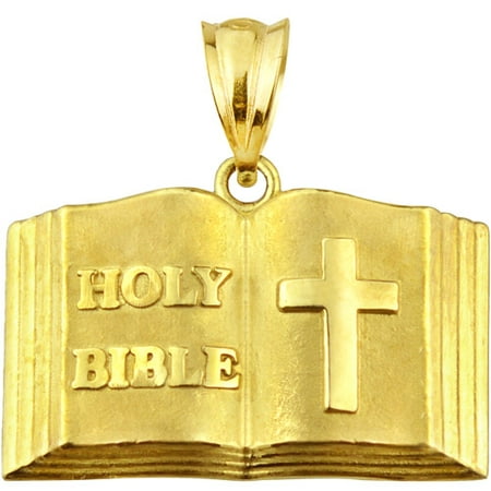 US GOLD Handcrafted 10kt Gold Bible Charm Pendant