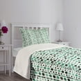 thumbnail image 3 of Ambesonne Modern Quilted Bedspread Set 2 Pcs, Geometrical Circles Dots, Twin Size, Hunter Green Turquoise, 3 of 5