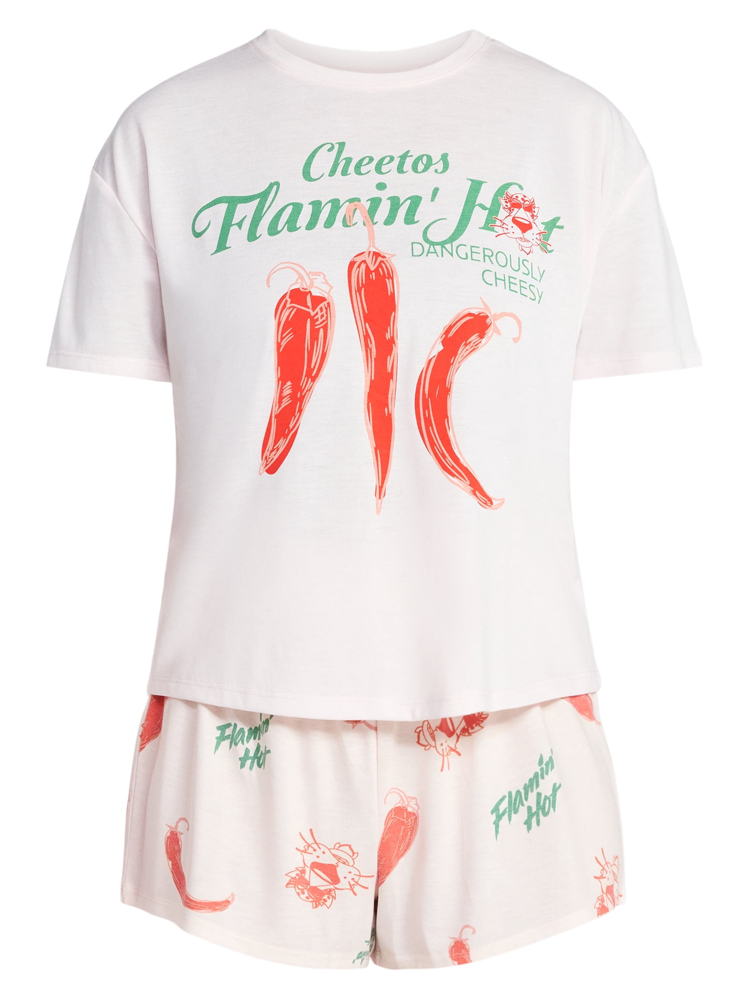 Flaming Hot Cheetos Women's and Women's Plus Sleep Tee and Shorts Pajama Set from Grayson Social, 2-Piece, Sizes XS-3X