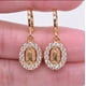 thumbnail image 3 of Aretes pequeños colgantes Virgen de Guadalupe, con zirconias blancas, oro laminado 18k, 3 of 3
