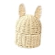 thumbnail image 4 of Cesta de almacenamiento decorativa con orejas de conejo hecha a mano, cuerda de papel con tapa y bandeja para juguetes. Oreja blanca, 4 of 9