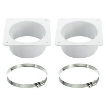 Uxcell 3.66" Duct Connector Flange 2 Pcs Dryer Vent Wall Plate Square to Round with Clamp for Air Cooling White