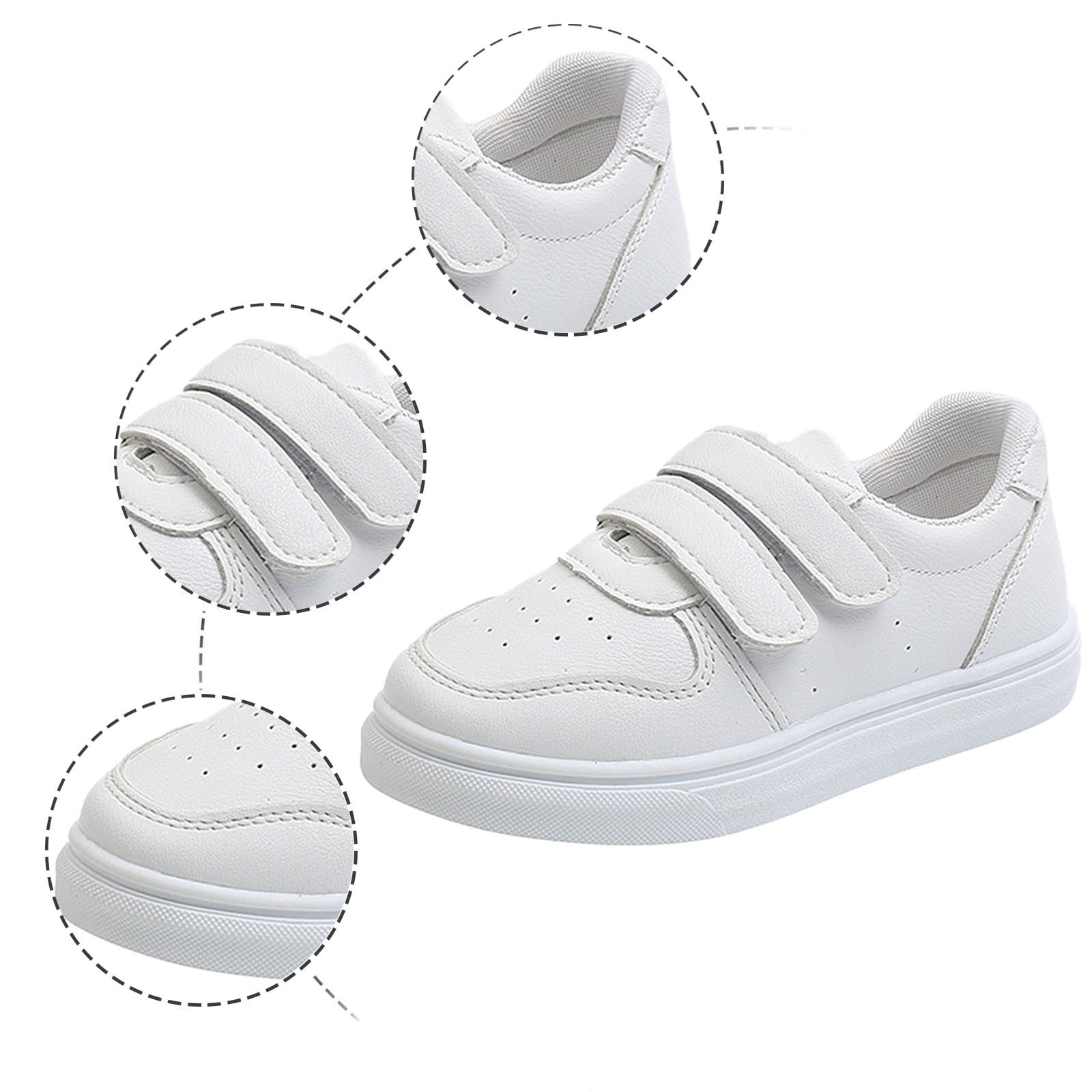 Kid Shoes Girl's Simple Solid Flat Bottom Thick Sole Comfortable Casual Sports Shoes Boys' Sneakers White 3.5 Years-4 Years