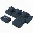 thumbnail image 2 of Modern Sparkling Chenille Fabric 6-Piece DIY Modular Sectional Sofa for Living Room (Blue), 2 of 24