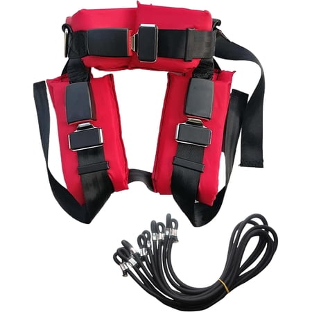 GUENG Kids Trampoline Bungee Safety Harness with 4 Elastic Ropes, 3-Buckle Adjustable Jumping Belt