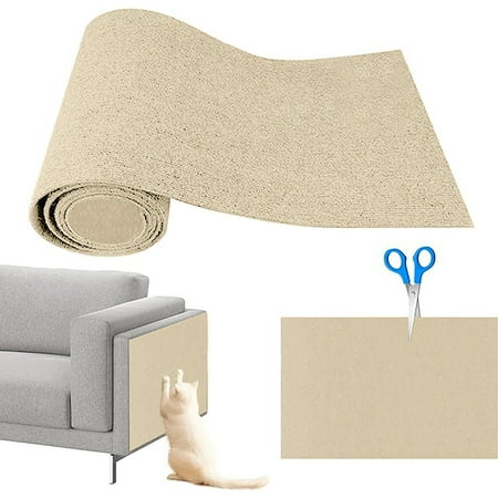Self-Adhesive Trimmable Cat Scratch Carpet Mat DIY Cuttable Scratching Pad Cover for Cat Tree Furniture Sofa Cat Scratching Post 15.75 × 78.74 in