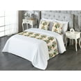 thumbnail image 3 of Nasturtium Bed Runner Set, Jungle Boho Inspirations Fantasy Floral Design with Leaves Greenery, Decorative Bedding Scarf & 2 Pillow Shams for Hotels Homes, King, Jade Green Pastel Green, by Ambesonne, 3 of 3