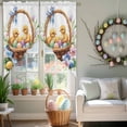 thumbnail image 3 of Easter Basket Chick Swag Valance Curtains Watercolor Yellow Green Eggs Spring Purple Floral Leaf Rod Pocket Swag Curtains Small Window Treatments for Kitchen Bathroom Bedroom 28" W x 36" L, 2 Panels, 3 of 9
