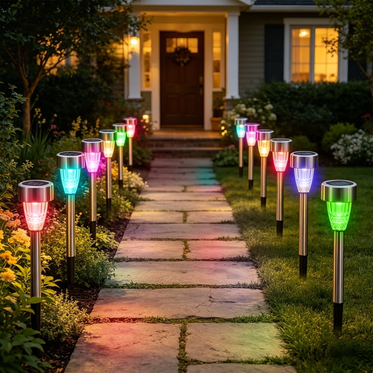 Rirool Solar Pathway Lights, 12-Pack Multicolor photo 2