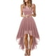 thumbnail image 1 of Vestidos de Fiesta Elegantes de gasa Vestido de fiesta irregular Vestido de fiesta con costuras de encaje Vestido de noche Cgtredaw Rosa T S para Mujer, 1 of 9
