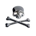 thumbnail image 1 of T Tocas Skull Crossbone Pirate Car 3D Emblema Logo Insignia de metal cromado Etiqueta adhesiva Decoraciones Lado Trasero Tronco Etiqueta Universal para auto camión Plata, 1 of 1