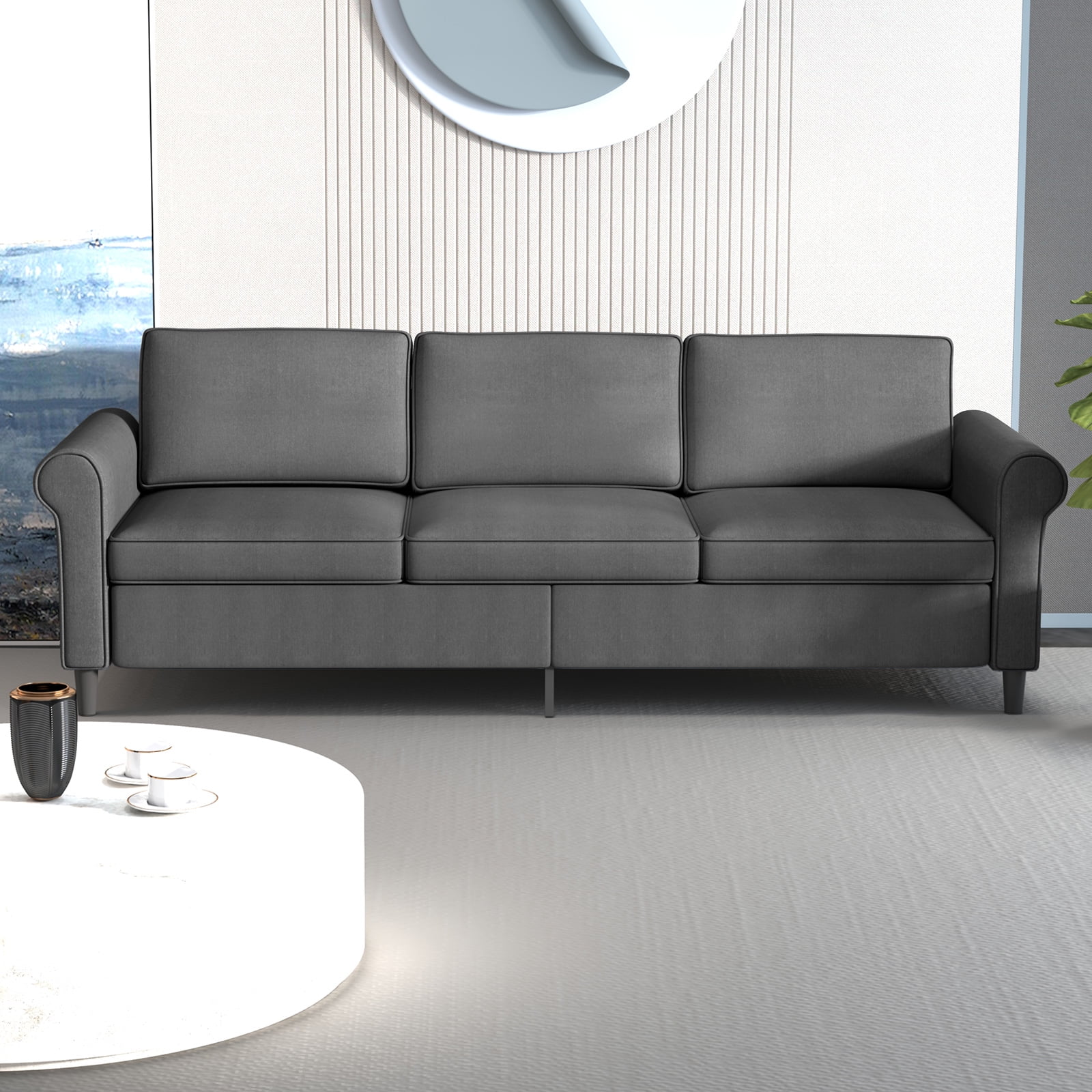 MUZZ Sofa Couches for Living Room, Modern Linen 3Seater Sofa, Sleeper