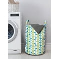 thumbnail image 3 of Modern Laundry Bag, Geometric Illustration Placed Vertically on a Plain Background, Hamper Basket with Handles Drawstring Closure for Laundromats, 13" x 19", Avocado Green Sea Blue, by Ambesonne, 3 of 4