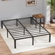 thumbnail image 1 of Iron Bed Frame with Bedside Table Iron Bed Base with Storage Table Metal Bed Frame with Wood Bedside Desk 24 Reinforced Slats Baking Finish Black Bed Frame for Bedroom Home Apartment, 1 of 11