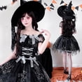 thumbnail image 2 of FYEGRE Gothic Witch Attire Long Sleeve Flared Dress With Lace Up Detail For Halloween And Themed Party Events Black One Size, 2 of 8