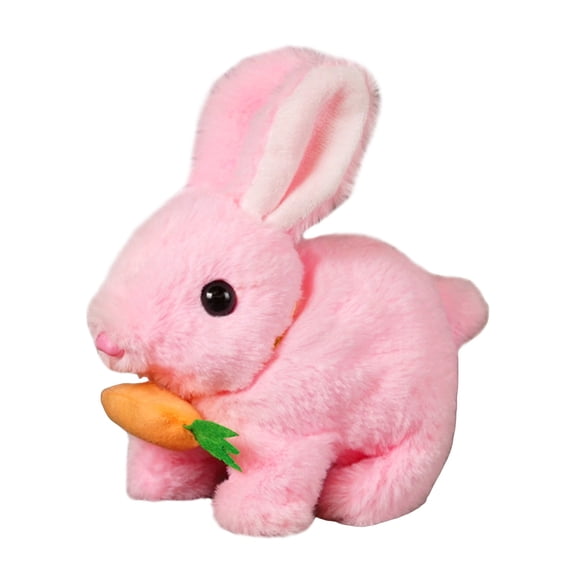 Cute Rabbit Toy with Carrot Interactive Electronic Pet Toys Rabbit Walks and Squeaks,Easter Plush Stuffed Rabbit Toys Walking Rabbit Educational Toy for Kids