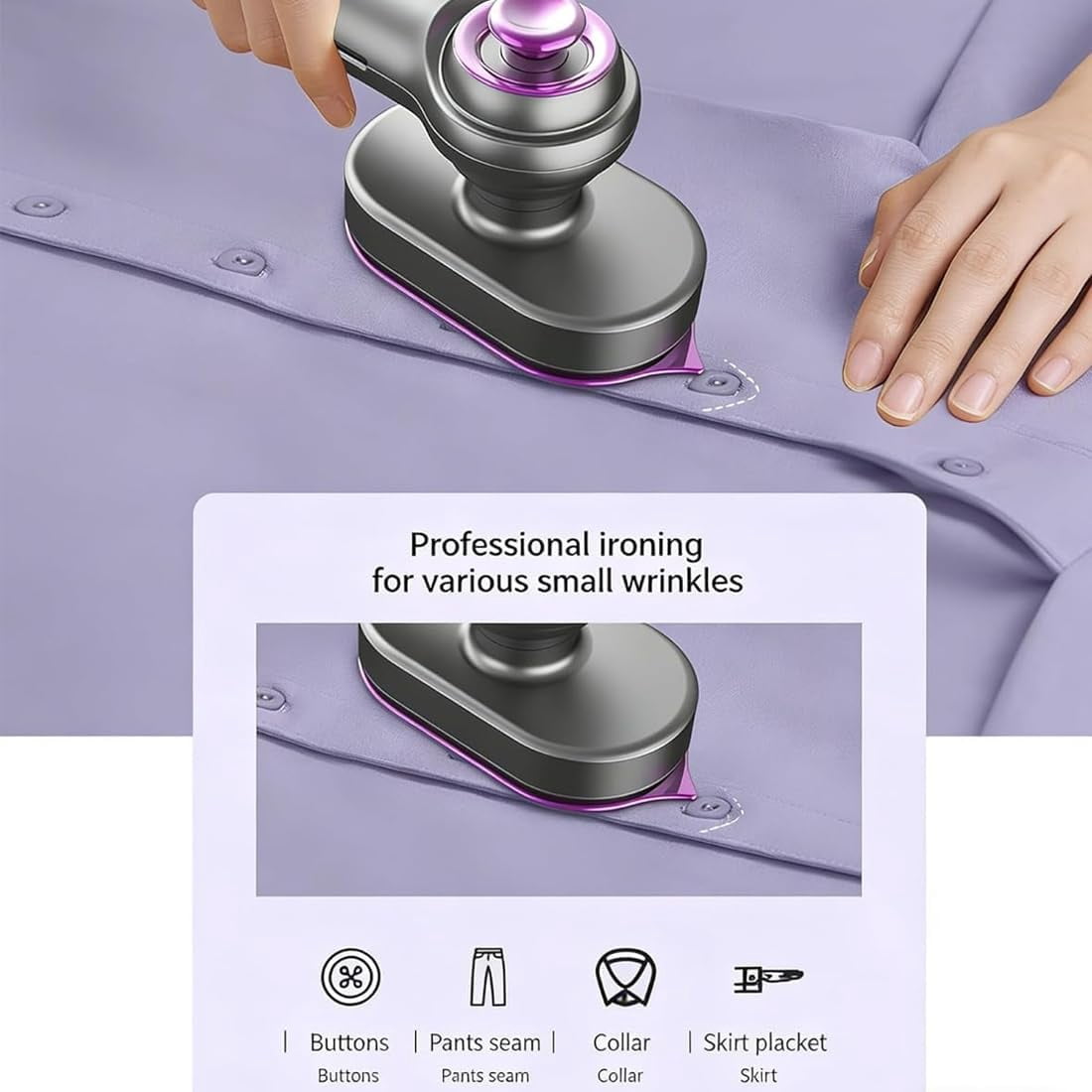 Mini Steam Iron for Clothes, 2 in 1 Handheld Steamer & Iron, Portable Travel Garment Steamer, 15 Seconds Fast Heat Up, Quick Wrinkle Remover for Home, Travel & Dormitory (Gray)