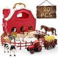 thumbnail image 1 of Figuras rojas de granero y animales de granja Playset, paquete de 20 unidades para niños, 1 of 6