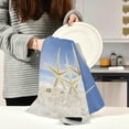 thumbnail image 3 of Beach Starfish Family Tea Towels Set of 1 Summer Sandy Sky Kitchen Dish Cloth with Hanging Loop, 18"x28"Lint-Free Absorbent Towel for Kitchen Drying Wiping and Cleaning, 3 of 7