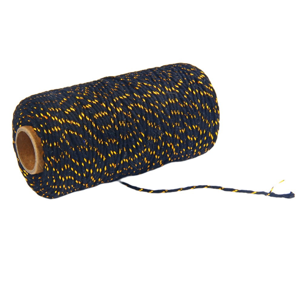 Cotton Bakers Twine, 328 Feet 2mm Metallic Gold Twine String for Baking