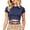 W10-Navy, variant on Rhuody Going Out Tops For Women Short Sleeve Tee Solid Color Slim Fit Crop Tops Womens Clothes Dark Purple