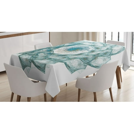 

Spires Decor Tablecloth Flower Shaped Spiral Digital Vortex Pattern with Hazy Colored Elements Art Image Rectangular Table Cover for Dining Room Kitchen 60 X 84 Inches Teal by Ambesonne