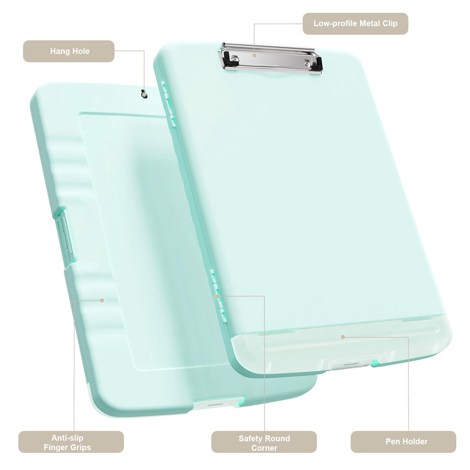 Clipboard With Storage  8.5 X 11 Organization Box Pen Holder And A4 Legal Paper Folder Folio & Side-opening Low Profile Clip For Teachers Size 14 9.6 1.2 In Blue
