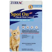 Zodiac Spot On Plus Flea & Tick Control for Cats & Kittens Under 5 Poundsr, 4-Month Supply