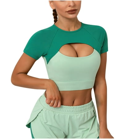 

REORIAFEE Womens 2023 Summer Fashion Tops Dressy Casual Sweatshirt Sports Underwear Fall Yoga Wear Running Back Training Vest Breasted Bra Fashion Clothing Green M