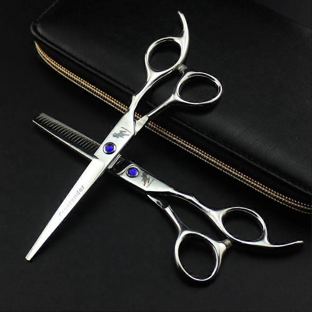 Juego de tijeras profesionales para cortar el cabello de 6 pulgadas, kit azul de peluquería y entresacado para hombres, mujeres y niños.