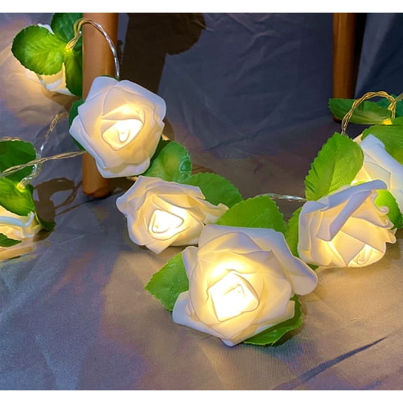 LINLIN Artificial Flowers Garland String Lights, LED Flowers Light Battery Operated Fairy String Lights for Christmas Wedding Birthday Home Party Decoration