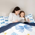 thumbnail image 4 of spefrowx Watercolor Style Blue Bow Twin Comforter Sets for Girls, Gold Star Print Bedding Set, Navy Reversible, 2 Pieces, 1 Comforter and 1 Pillowcase, 4 of 6