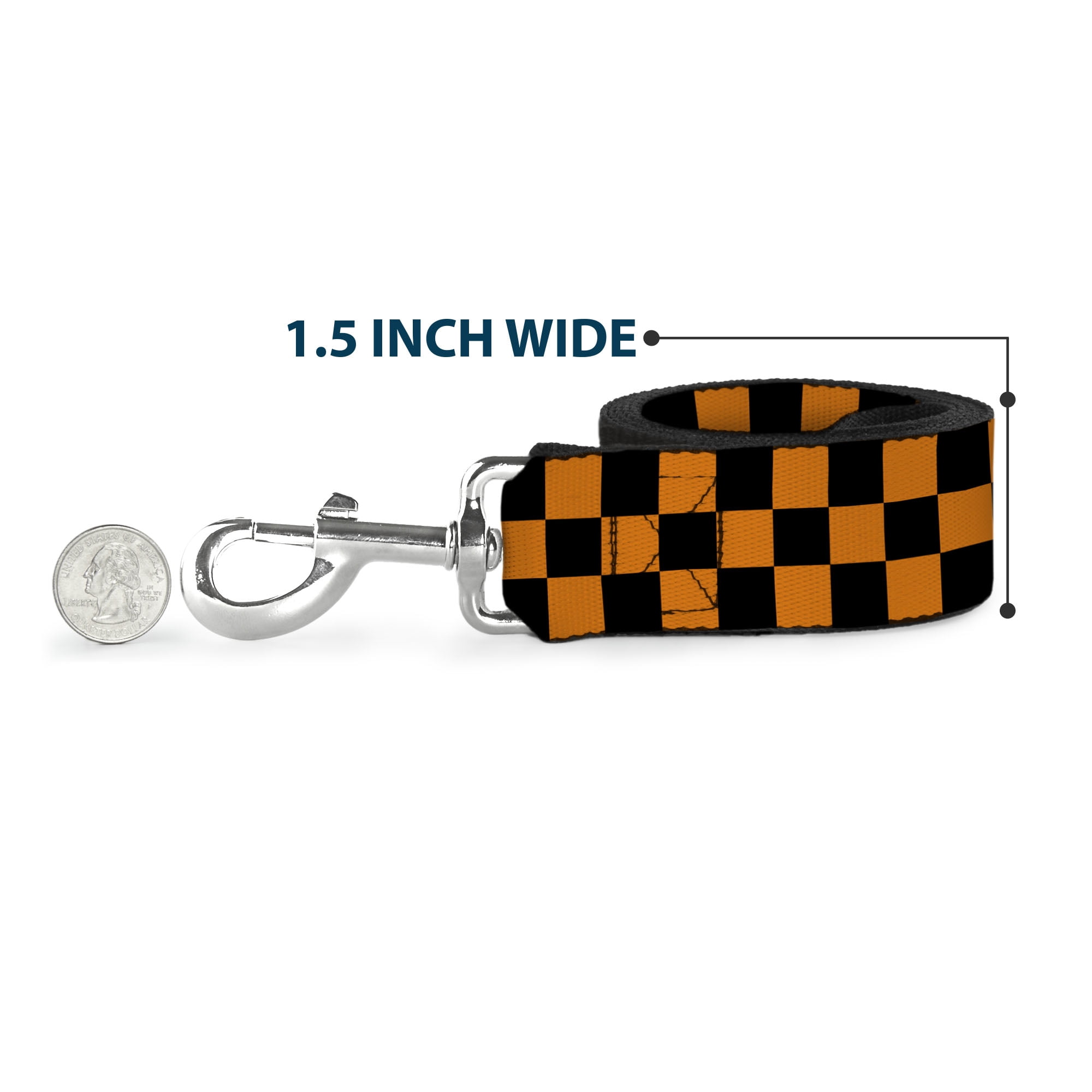 Buckle-Down Pet Leash, Dog Leash, Checker Black Neon Orange, 6 Feet Long 1.0 Inch Wide
