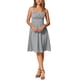 thumbnail image 2 of Vestido sin mangas de cuadros Gingham para mujer Inspire Chic, vestido midi fluido con fruncidos y corte A en negro, talla XL, 2 of 6