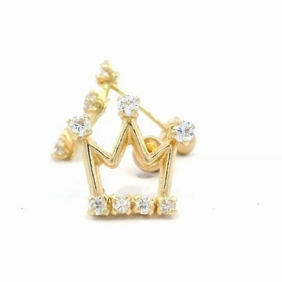 Tioneer 10mm Crown with CZTioneer 14K Yellow Gold Screw Back Earrings