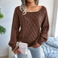 thumbnail image 5 of Women'S Casual Knitted Pullover Sweaters Long Sleeve Crew Neck Jumper Tops Brown L, 5 of 10