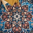 thumbnail image 6 of SAFAVIEH Riviera Ulysses Medallion Polyester Machine Washable Runner Rug, Blue/Black, 2'2" x 9', 6 of 8